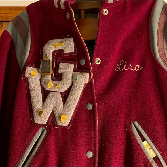 GWHS MAROONS VARSITY JACKET WITH LETTER,  1977 , SIZE 36 (SMALL UNISEX) - Picture 3 of 6